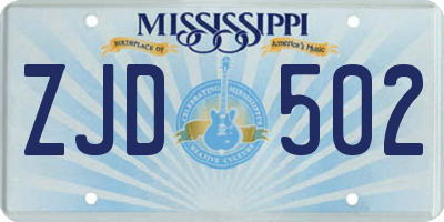 MS license plate ZJD502