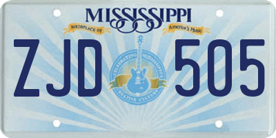 MS license plate ZJD505