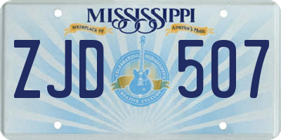 MS license plate ZJD507