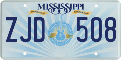 MS license plate ZJD508