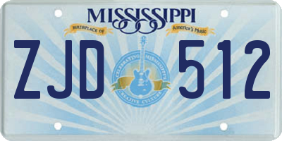 MS license plate ZJD512