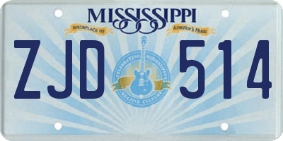 MS license plate ZJD514