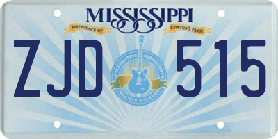 MS license plate ZJD515