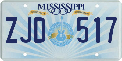 MS license plate ZJD517