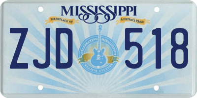 MS license plate ZJD518