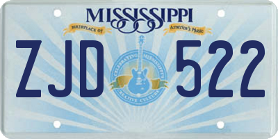 MS license plate ZJD522