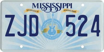 MS license plate ZJD524