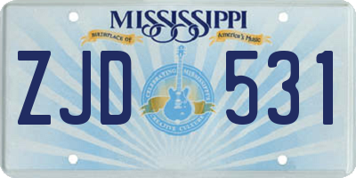 MS license plate ZJD531