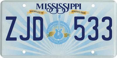 MS license plate ZJD533