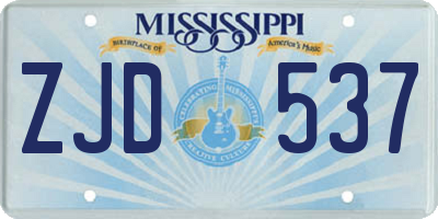 MS license plate ZJD537