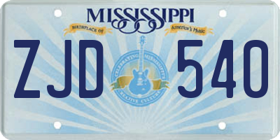 MS license plate ZJD540