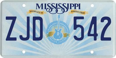 MS license plate ZJD542