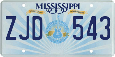 MS license plate ZJD543