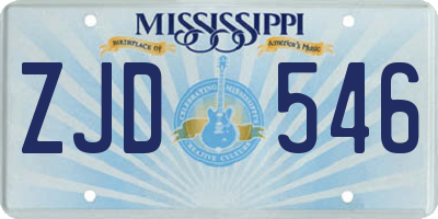 MS license plate ZJD546