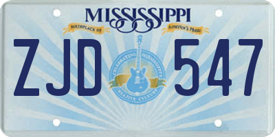 MS license plate ZJD547