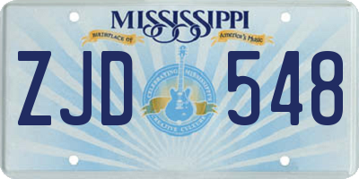 MS license plate ZJD548
