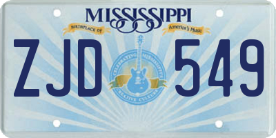 MS license plate ZJD549