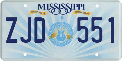 MS license plate ZJD551