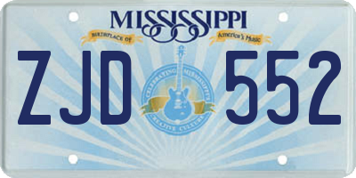 MS license plate ZJD552