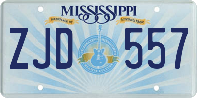 MS license plate ZJD557