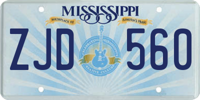 MS license plate ZJD560