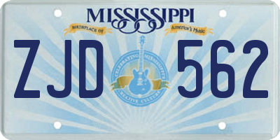 MS license plate ZJD562
