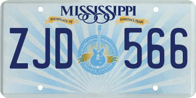MS license plate ZJD566
