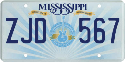 MS license plate ZJD567