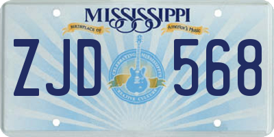 MS license plate ZJD568