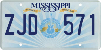 MS license plate ZJD571