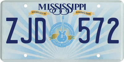 MS license plate ZJD572