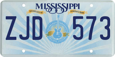 MS license plate ZJD573
