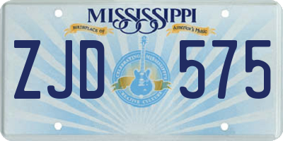 MS license plate ZJD575