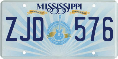 MS license plate ZJD576