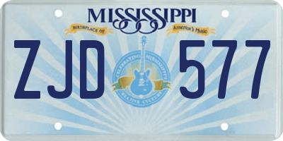 MS license plate ZJD577