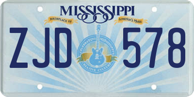 MS license plate ZJD578