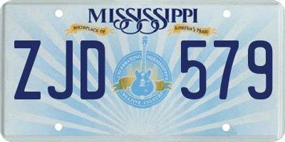 MS license plate ZJD579