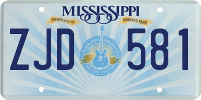 MS license plate ZJD581