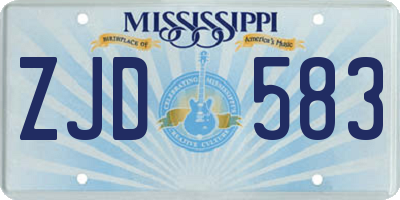 MS license plate ZJD583