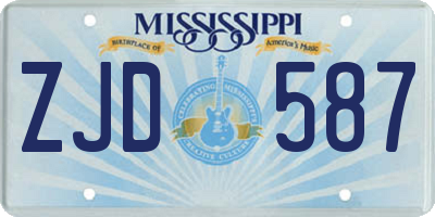 MS license plate ZJD587