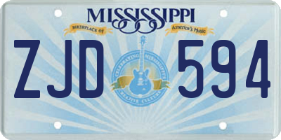 MS license plate ZJD594