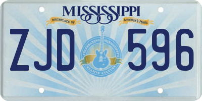 MS license plate ZJD596