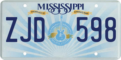 MS license plate ZJD598