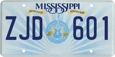 MS license plate ZJD601