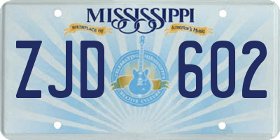 MS license plate ZJD602