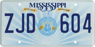 MS license plate ZJD604