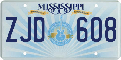 MS license plate ZJD608