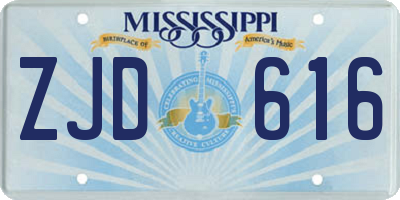 MS license plate ZJD616