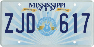 MS license plate ZJD617