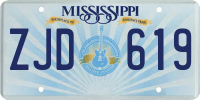 MS license plate ZJD619